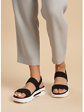 voordelige Sport Sandalen-Zwarte sportsandalen met platformzool voor dames – lichtgewicht sandalen met verstelbare bandjes, ideaal voor wandelen, reizen, buitenactiviteiten en dagelijks comfort.