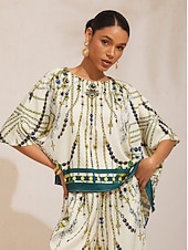 baratos camisas, tops e blusas-Blusa vintage de cetim sedoso com mangas dolmã