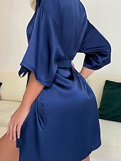 Χαμηλού Κόστους Γυναικείες ρόμπες-Γυναικεία Σαλόνια Ρόμπα Μοντέρνα Καθημερινό Μονόχρωμες Σατέν Μεταξωτές Πιτζάμες Πιτζάμες Κουρελού Φορέματα Σορτσάκια Σπίτι Διακοπές Κοντομάνικο Λαιμόκοψη V