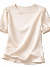 economico T-shirt semplice-Per donna Top in raso Maglietta Tinta unica Elegante Casual Manica Corta Girocollo Top Regolari Quotidiano Uscire Nero Rosa Rosso Verde Albicocca Estate Primavera