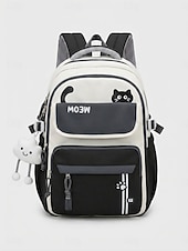 Недорогие Kids &amp; Teen Backpacks-Tween Girls Colorblock Cat Backpack, Cute Japanese Style School Bookbag for Middle School Students with Large Capacity and Multi-Pocket Storage