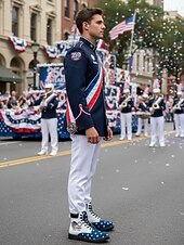 economico Scarpe da uomo-stivali da combattimento patriottici da uomo per il 250° anniversario degli Stati Uniti - stivali con stampa a stella e design a bandiera per parate, 4 luglio, festival e celebrazioni patriottiche