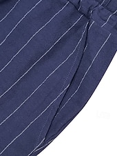 cheap Cotton Linen Shirt-Men Linen Shirt 2 Piece Shirt Set And Shorts Linen Shorts Beach Shorts Set Vertical Stripes Casual Daily Outdoor Turndown Short Sleeve Summer Fashion Casual Comfortable Clothing Apparel