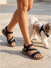 economico Sandali Comodi-Sandali da donna neri comodi con supporto plantare – scarpe da passeggio imbottite con cinturino regolabile, sandali leggeri antiscivolo per viaggiare e fare shopping &amp;uso quotidiano