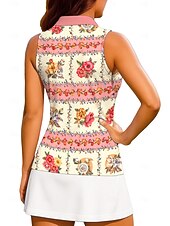 abordables Camisa de Mujer-Mujer Geométrico Flores Tops Camisa deportiva Camisas de polo Camiseta de tenis Sin Mangas Cremallera Floral UPF50+ Resistente a los rayos UV Alta elasticidad Dispersor de humedad Tenis Golf pepinillo