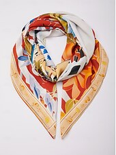 Χαμηλού Κόστους Λουλουδάτο μαγιό-Καλοκαιρινό, αέρινο τετράγωνο φουλάρι από σιφόν της Σαντορίνης