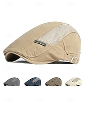 economico Cappelli da uomo-Berretto piatto da uomo in cotone a rete, regolabile e traspirante, modello newsboy ivy hat, ideale per l'uso quotidiano, le vacanze al mare, i viaggi e lo stile estivo all'aperto.