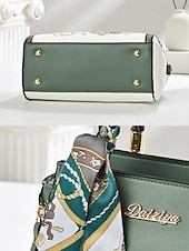 Χαμηλού Κόστους Τσάντακι &amp; Totes-Γυναικεία τσάντα χειρός με κέντημα και λουλούδι, με διακοσμητικό κασκόλ, από συνθετικό δέρμα, σε πολλά χρώματα, κομψό, casual στυλ, ιδανική για καθημερινή χρήση, γραφείο και κοινωνικές συγκεντρώσεις.