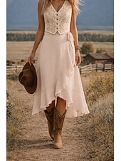 voordelige Vakantierokken-Dames Vakantierok Elegant Modieus Casual Midi Medium taille Rokken Effen Met ruches Onregelmatige zoom Inelastisch Dagelijks Straat Zwart Blozend Roze Leger Groen Rood Zomer