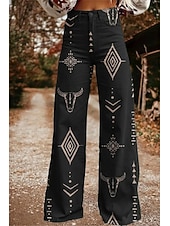billige Bunner-Retro / vintage Bohem 1970erne Bukser Bukser med brede ben Hippie Disk Høy Midje Vestlig vekkelse Fuskejeans-stil Kostyme Dame Karneval Fritid / hverdag musikk festival Retro-temafest Voksne Bukser