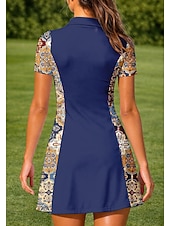 halpa Naisten mekko-Naisten Geometrinen Kukat Urheilumekko Tennispoolomekko Lyhythihainen Neljänneksen postinumero Elastinen Hikeä siirtävä Hengittävä Lentopallo Tennis Golf Sänkyjen avaus Hameet Sininen Tennisvaatteet