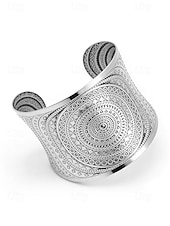 ieftine Bratara de dama-Brățară tip manșetă boemă din aliaj pentru femei, cu model deschis, din aur și argint, pentru vacanță la plajă, ținută casual zilnică, stil resort și bijuterii de vară.