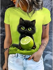economico Maglietta Animali-Pasqua Per donna Maglietta Stampato Grafico Animale Cartoni animati Moda Elegante Classico Manica Corta Girocollo Top Regolari Casuale Quotidiano Weekend Blu Verde chiaro Arancione Estate Primavera