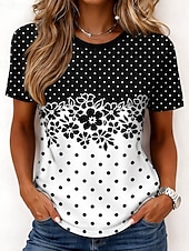 billiga Blommig t-shirt-Dam T-shirt Mönster Blommig Grafisk Växter bohemliv Hawaiisk Stylish Kortärmad Rund hals Långa toppar Dagligen Blå Svart Ljusrosa Gul Mörkgrön Sommar Vår