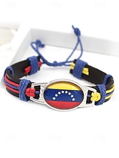 abordables Accesorios-Pulsera de hombre de piel sintética y acrílico con la bandera nacional, pulsera multinacional para aficionados al fútbol, para el día del partido, para animar en el estadio, para ropa deportiva informal y para el día a día.