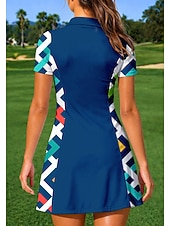 economico Abbigliamento Tennis da donna-Per donna Geometrico Abito sportivo Abito polo da tennis Manica Corta Zip a un quarto UPF50+ Elastico Traspirante Pallavolo Tennis Golf Collo ripiegato Vestito Blu Abbigliamento da tennis