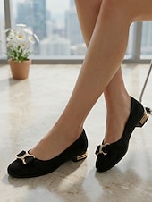 economico Ballerine da donna-Scarpe basse professionali da donna in camoscio grigio - comode ballerine a punta quadrata con elegante fiocco, ideali per l'ufficio e gli spostamenti quotidiani. &amp;abbigliamento da lavoro per tutto il