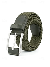 preiswerte Herrengürtel-Geflochtener Herren-Stretchgürtel mit Kunstlederbesatz, verstellbarer, gewebter Freizeitgürtel in verschiedenen Farben für den Alltag, Strandurlaub, Reisen und Resort-Looks