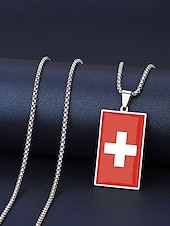 economico Accessori-Collana da uomo con ciondolo a forma di bandiera in acciaio inossidabile, collana con catena a bandiera di diversi paesi per le partite di calcio, per sostenere i tifosi, per fare il tifo allo stadio, per l'abbigliamento sportivo casual e per tutti i gior