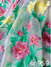 billige Ankellengde-A-linje Kjoler Ankellengde Festkjole Cocktail Kjole Kjole til brudens mor Halvlange ermer Øsehals Elegant Årgang Formell Bryllupsgjest Ferie Chiffon med Blomstertrykk Drapert Broderi