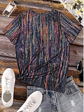 voordelige Stripe &amp; Geometrische t-shirt-Dames T-shirt Afdrukken Grafisch Geometrisch Gestreept Vintage Stijlvol Klassiek Korte mouw Strakke ronde hals Croptops Casual Dagelijks blauw Paarsblauw Blozend Roze Oranje Zomer Lente