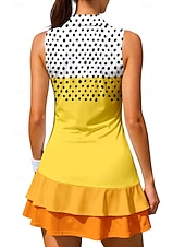 abordables Vestido de Mujer-Mujer A Lunares Vestido de tenis Vestido deportivo Vestido polo de tenis Sin Mangas Cremallera Cremallera de un cuarto Elástico Reductor del Sudor Transpirable Voleibol Tenis Golf Cuello Cuello Vuelto