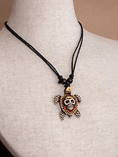 voordelige Heren sieraden-Halsketting voor heren in bohemian vintage stijl, gemaakt van acryl, met verschillende hangeropties, waaronder een schildpad en ivoor, en een verstelbaar koord. Ideaal voor een strandvakantie,