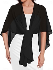 billiga Sjalar-Sjalar Bolero Mammas Wraps Bridal's Wraps Bröllopsgästs wraps Elegant damer Formell Stil Ärmlös Chiffong Brudsjalar Med Ren Färg Till Dagligen Vår &amp; sommar