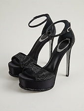 abordables Sandales à Plateforme-Sandales blanches à plateforme pour femme, à talons aiguilles et bride cheville, idéales pour un mariage ou une cérémonie. &amp; réception