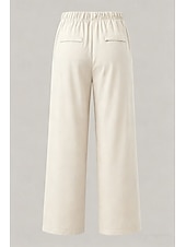 abordables Pantalones de pierna recta-Mujer Pantalones Rectos Vacaciones Básico Longitud total Media cintura Comodidad Rígido Diario Negro Caqui Beige Café Verano Primavera Otoño