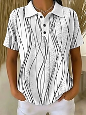 economico Maglietta Arte &amp; Design-Per donna Magliette Polo a Nido d'Ape Grafico Geometrico Astratto Elegante Classico Manica Corta Colletto Polo Top lunghi Casuale Quotidiano Blu Bianco Giallo Viola Estate Primavera