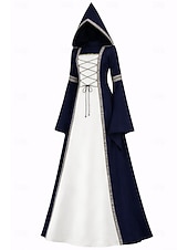 abordables Vestido-Medieval Renacimiento Vestidos Disfraz de lujo Bruja Vikingo Disfraz Mujer Celta Fantasía Víspera de Todos los Santos Carnaval Rendimiento LARP Feria Ren Adulto Vestido