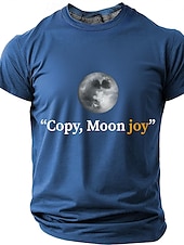 preiswerte Magliette divertenti da uomo-Men's "Copy, Moon joy" Full Moon Graphic T Shirt Short Sleeve Crew Neck Astronomy Space Lover Sarcastic Humor Quote Teal Blue Relaxed Fit Birthday Gift Designer Clothing Apparel