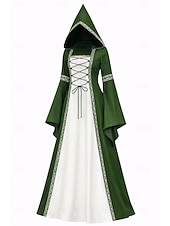 abordables Vestido-Medieval Renacimiento Vestidos Disfraz de lujo Bruja Vikingo Disfraz Mujer Celta Fantasía Víspera de Todos los Santos Carnaval Rendimiento LARP Feria Ren Adulto Vestido