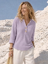 Χαμηλού Κόστους Απλές μπλούζες-Γυναικεία Βάφλα πουκάμισο Μπλούζα Κουμπιά Συμπαγές Χρώμα Στυλάτο Καθημερινό Μακρυμάνικο Λαιμόκοψη V Κανονικά μπλουζάκια Καθημερινά Θαλασσί Κίτρινο Ρουμπίνι Βυσσινί Πράσινο του τριφυλλιού