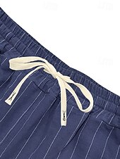 cheap Cotton Linen Shirt-Men Linen Shirt 2 Piece Shirt Set And Shorts Linen Shorts Beach Shorts Set Vertical Stripes Casual Daily Outdoor Turndown Short Sleeve Summer Fashion Casual Comfortable Clothing Apparel