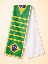 お買い得  アクセサリー-ブラジル国旗柄のメンズポリエステルタオルスカーフ。サッカーの試合観戦、スタジアムイベント、スポーツ観戦、普段使いに最適な、柔らかいサッカーファン応援スカーフです。