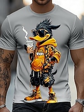  férfi menő fekete kacsa napszemüveget visel boba teát iszik utcai viselet városi hip-hop grafikus póló rövid ujjú, kerek nyakú vicces boba szerető születésnapi ajándék designer ruházat