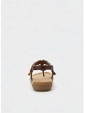 economico Sandali Piani-sandali da donna bohémien con cinturino a T e ciondoli di perline colorate – stile etnico vintage, comode scarpe basse da passeggio per vacanze al mare e località estive