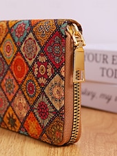 billige Lommebøker-Dame-lommebok i bohemsk kunstskinn med lang lommebok, stor kapasitet og flere kortspor med glidelås rundt clutch i flere mønstre for shopping, daglig bruk og reiser