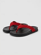 economico Infradito scivolosi-Infradito da spiaggia rosse da donna - sandali infradito leggeri in pelle scamosciata con suola antiscivolo per vacanze estive al mare e spiagge sabbiose &amp;vacanze su isole tropicali
