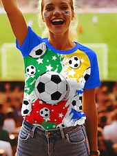  Dam T-shirt Mönster Grafisk Abstrakt Stylish Klassisk Ledigt Kortärmad Rund hals Vanliga toppar Dagligen Blå Gul Rubinrött Grön Sommar Vår