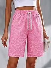 preiswerte Bermudashorts-Damen Bermudashorts Chinos Shorts 100% Baumwolle Urlaub Basic Knielang Mittlere Taillenlinie Komfort Dehnbar Täglich Urlaub Formell Grasgrün Schwarz Rosenrot Kaffee Sommer Frühling Normale Passform