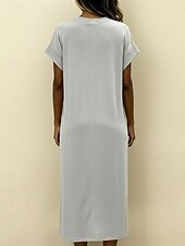 preiswerte Weißes Kleid-Damen Midikleid Freizeitkleid T-Shirt-Kleid Mode Klassisch Modern Täglich Urlaub Normale Passform Einfach Kurzarm Rundhalsausschnitt Schwarz Braun Hellgrau Grau Sommer Frühling