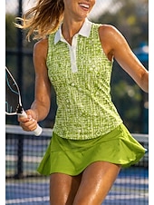abordables Camisa de Mujer-Mujer Geométrico Camisa deportiva Camisas de polo Camiseta sin mangas Camiseta de tenis Sin Mangas Floral Botones UPF50+ Resistente a los rayos UV Alta elasticidad Dispersor de humedad Transpirable