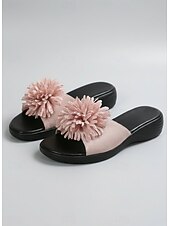 ieftine Sandale tip slide-Sandale galbene plate pentru femei – sandale cu imprimeu floral pentru ieșiri casual, petreceri în grădină și vacanțe de vară