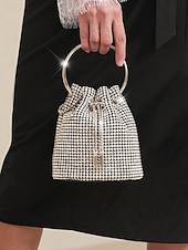 voordelige Tassen-Dames Koppeling avondtasje PU-nahka Bruiloft Ketting Grote capaciteit Multi-dragen Effen Kleur Zilver