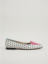 cheap Women's Flats-Women's Star Print Loafers with Pink Heart Accent – Cute &amp; Comfortable Daily Flats for Casual Wear