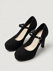 お買い得  プラットフォームパンプス-女性用レッドパテントプラットフォームメリージェーンヒール、ラウンドトゥストラップドレスシューズ（結婚式ゲスト、ガーデンウェディング用） &amp;フォーマルなイベント
