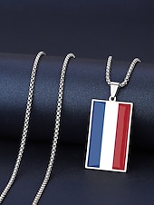 economico Accessori-Collana da uomo con ciondolo a forma di bandiera in acciaio inossidabile, collana con catena a bandiera di diversi paesi per le partite di calcio, per sostenere i tifosi, per fare il tifo allo stadio, per l'abbigliamento sportivo casual e per tutti i gior